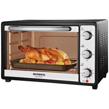 Imagem de Forno Elétrico de Bancada Mondial com Timer - 52L Preto e Prata Grand 