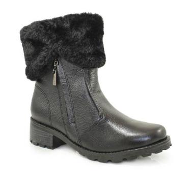 Imagem de Bota Peluciada Feminina Pegada Cano Curto, 39, Preto