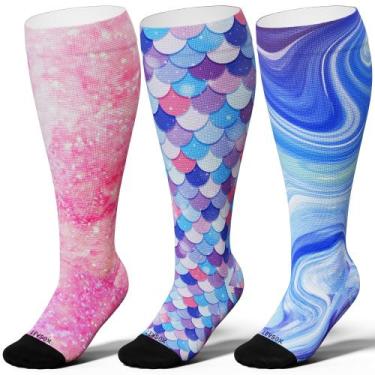 Imagem de Meias de compressão LEVSOX Wide Calf 15-20 mmHg para mulheres e homens