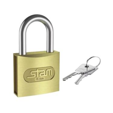 Imagem de Cadeado 40mm Zamac Stam Latonado E-coat com 2 Chaves - Segurança e Res