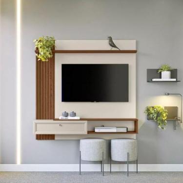 Imagem de Painel Home Alvorada 1,33m P/ Tv até 55 Linea Brasil, FREIJÓ/OFF WHITE