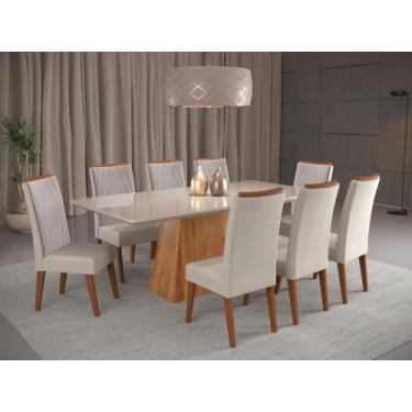 Imagem de Mesa de Jantar Retangular Sylk com 8 Cadeiras Madeira Maciça Vegas - V