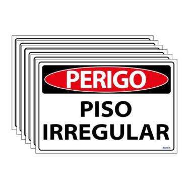 Imagem de Combo 6 Placas De Sinalização Perigo Piso Irregular 30x20 Ecom IA - SP
