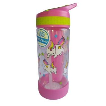 Imagem de Garrafa Infantil Com Canudo e Tubo de Gel Gato Unicórnio 414ml - COOL 