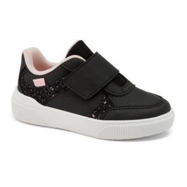 Imagem de Tênis Infantil Menina Casual Klin 317045000, Preto, Rosa claro, 29