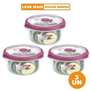 Imagem de Kit 3 Potes Plásticos Redondos Herméticos Açaí 1,1L Flor Sanremo