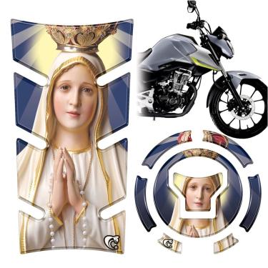 Imagem de Protetor de Tanque e Bocal Moto CG Titan 160 Senhora Fatima 2025 Preto Resinado 3D PVC Teu Adesivo