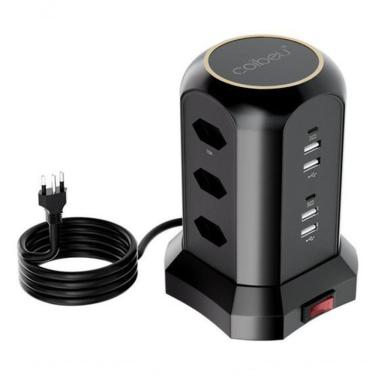 Imagem de Torre de Tomadas com Extensão WKC-311 9 Entradas 4 USB 2 Type-C Cabo 200cm Proteção Coibeu
