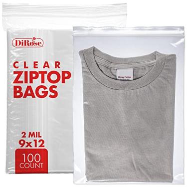 Imagem de Sacos com zíper de plástico transparente com selo de zíper – por DiRose | Resselável, forte, grosso, resistente | Para organização, viagem, envio, embalagem e armazenamento | 9 x 12 | pacote com 100