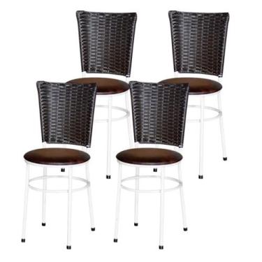 Imagem de Jogo 4 Cadeiras Para Cozinha Branca Hawai Café - Lamar Design
