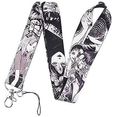 Imagem de Pinstant Junji Ito Tomie Uzumaki Manga de terror japonês 45 cm cordão de pescoço porta-chaves crachá de identificação alça de alfinete para celular