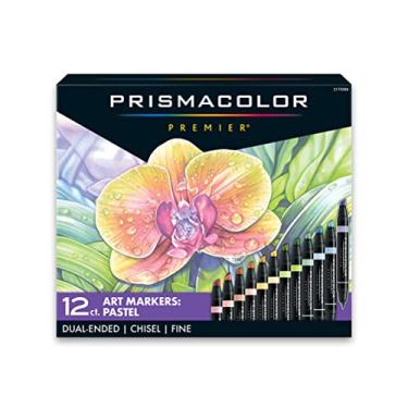 Imagem de Prismacolor Premier Marcadores de arte de ponta dupla, cinzel e pontas finas, conjunto de 12 unidades, ideal para livros de colorir para adultos