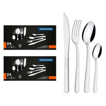 Imagem de Kit 48 Peças Faqueiro Tramontina Búzios Talheres Em Aço Inox