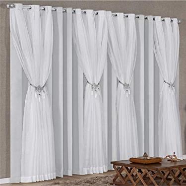 Imagem de Cortina para Varão Karyna 3,00m x 2,50m Sala Quarto Linha Nobre - Cinza Claro