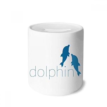 Imagem de Caixa de moedas de cerâmica Blue Ocean Docile com dois golfinhos para presente de cofrinho
