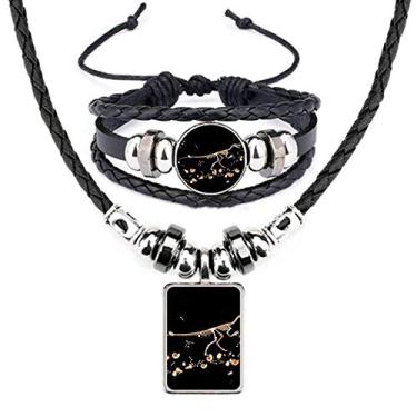 Imagem de Bones Conjunto de joias de couro pequeno dinossauro preto