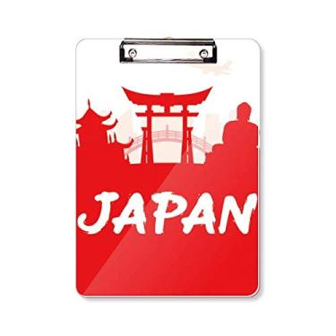 Imagem de Placa de apoio para prancheta Red Silhouette Landmark Japan para pasta de escrita A4