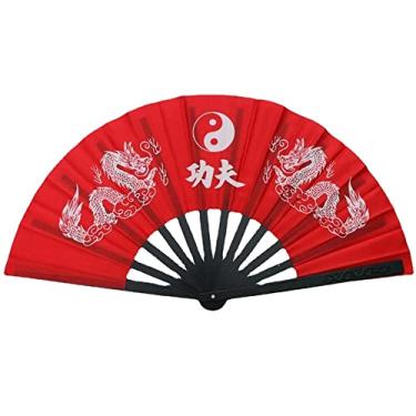 Imagem de XIALON Ventilador de Tai Chi de aço inoxidável para exercício matinal de 35 cm fã de Kung Fu Ventilador de desempenho Ventilador de ferro dragão duplo
