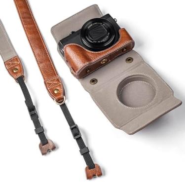 Imagem de CIADAZ Capa protetora para câmera digital, bolsa de couro pu para armazenamento de câmera com alça de ombro removível, compatível com Canon G7X2/G7X3