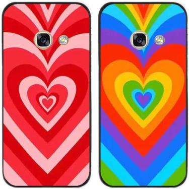 Imagem de 2 pçs colorido amor coração impresso TPU gel silicone capa de telefone traseira para Samsung Galaxy todas as séries (Galaxy A5 2017)