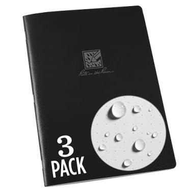 Imagem de Rite in the Rain Caderno único LG grampeado, 16,8 cm x 21,5 cm, capa preta, padrão de grade de pontos, pacote com 3 (nº 771DG-LGL3)