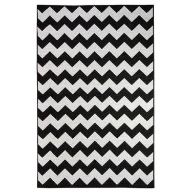 Imagem de Tapete Sala Geometrico Zigzag 200X300 Cm Lavavel Preto Prata - Tapetem