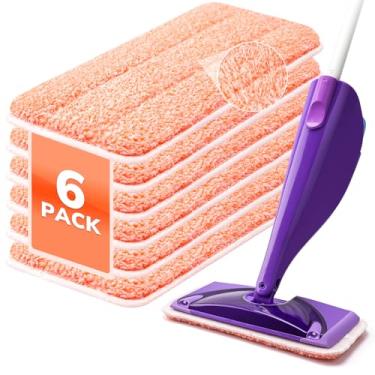 Imagem de Esfregão Power Scrubbing reutilizáveis para esfregões Swiffer Wet Jet (pacote com 6), refis de jato úmido, refil de almofadas úmidas, almofadas laváveis de microfibra para limpeza de piso, uso seco e