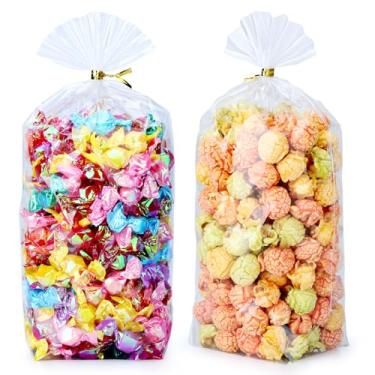 Imagem de ZIMCEMS 100 peças de sacos de reforço inferior de 15 x 23 cm, sacos de presente de celofane transparentes, sacos de plástico para presente para brindes de festa, guloseimas, biscoitos de padaria,