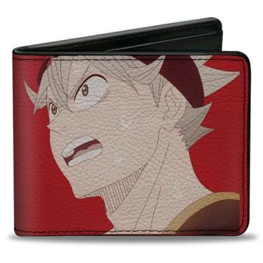 Imagem de Carteira Crunchyroll, dobrável, Black Clover Asta Sweating Pose vermelha, couro vegano, Multicor, 4.0" x 3.5", Casual