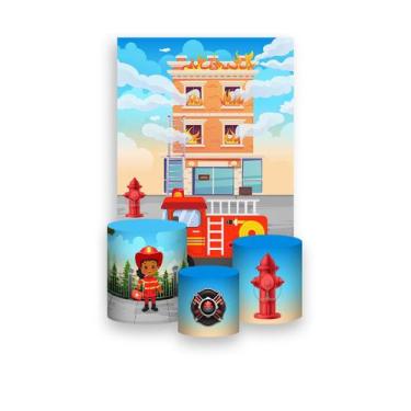 Imagem de Painel De Festa Vertical 1,50 x 2,20 + Trio De Capas Cilindro - Bombei