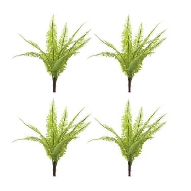 Imagem de Kit c/ 4 Ramos Samambaia Planta Artificial Permanente Flor Arte 33cm