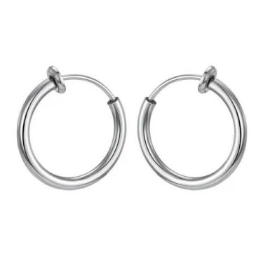 Imagem de par de brinco de pressão prata masculino não precisar furo - KC STORE