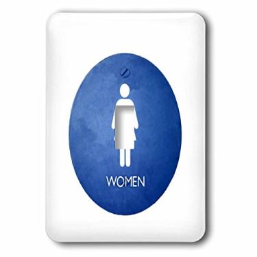 Imagem de 3dRose lsp_200282_1"Uma placa azul e branca para um banheiro feminino interruptor único, multicolorido