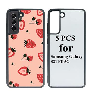 Imagem de JUSTRY 5 peças de capa de telefone em branco de sublimação compatível com Samsung Galaxy S21 FE 5G, capa de telefone 2 em 1 2D de borracha macia TPU em branco DIY prensa térmica, acabamento brilhante