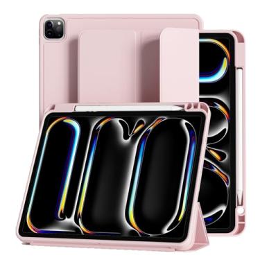 Imagem de GKABXY Nova capa para iPad Pro de 11 polegadas (M4) 2024 com suporte para lápis, capa inteligente de três dobras para iPad Pro de 11 polegadas, compatível com Pencil Pro e Pencil (USB-C) e