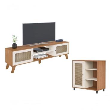 Imagem de Conjunto Para Sala Com Rack E Buffet Charlotte Artely Cinamomo-off White