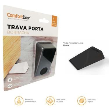 Imagem de Trava Portas Cunha Borracha - Comfort Door, Preto