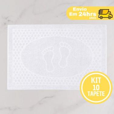 Imagem de Kit 10 Toalha De Piso Tapete Pézinho Grosso para banheiro Branco Hotel