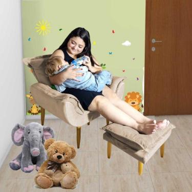 Imagem de Poltrona Puff Opala Amamentação Fixa E Confortável Tecido Suede - Beat