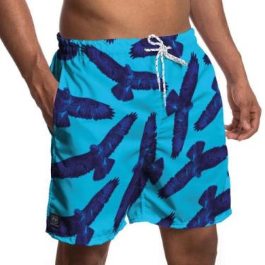 Imagem de Short Tactel Masculino com Bolsos Estampado 2001 - Pierre Couto, M, Az