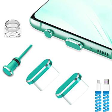 Imagem de VIWIEU Capa tipo C para porta de poeira, porta de carregamento USB C para celular e conector de fone de ouvido protetores de sujeira, compatível com Samsung Galaxy Pixel, OnePlus laptop, MacBook Pro, dispositivos Android, verde, pacote com 2