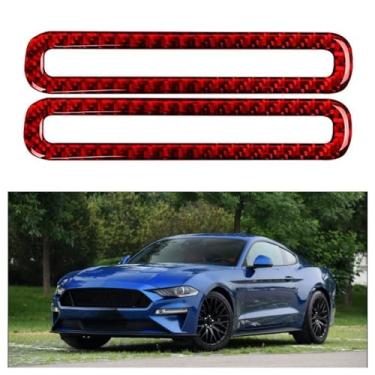 Imagem de IKUESM compatível com Ford Mustang GT 2015-2021 Acessórios para carro Desembaçador de porta lateral de fibra de carbono para saída de ar, adesivo de quadro de saída de ar, acabamento interno(RED)