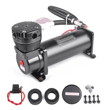 Imagem de ZHSYMX Compressor de buzina de ar resistente de 200 PSI, buzina de trem 3/8 NPT / compressor de passeio a ar, acessórios para trem/caminhão/carro de 12 V, suspensão a ar preta