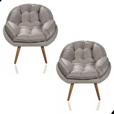 Imagem de Kit 2 Poltrona California Para Sala Veludo Amamentação Papai - Fina Mo