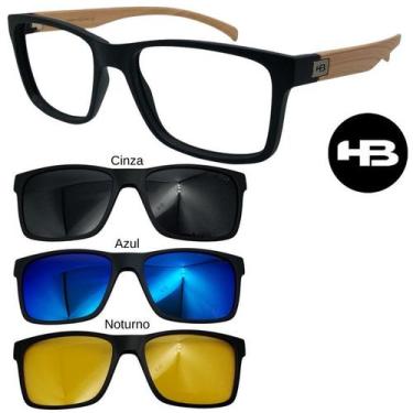 Imagem de Armação de Grau Hb Switch 0339 261 Com 3 Clipons Polarizado, Preto mad