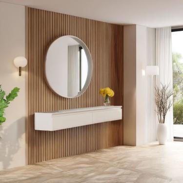 Imagem de Aparador Suspenso Para Hall de Entrada 2 Gavetas 1,35m Aspen Off White EDN