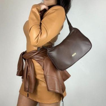 Imagem de Bolsa recuo em couro legítimo b.1079, Café