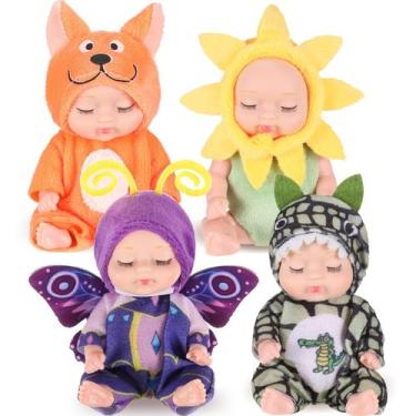 Imagem de Mini bonecas Hanaive de 11 cm com roupas de animais, 4 peças de presen