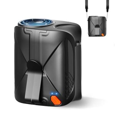 Imagem de Huachuang Ventilador de cintura portátil com clipe recarregável: ventilador de camisa pessoal de pescoço de cinto 6000 mAh operado por bateria 6 velocidades e 31h tempo de execução para acampamento ao