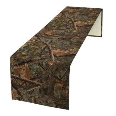 Imagem de SHElifestyle Caminho De Mesa Com Camuflagem Florestal, Galhos Carvalho, Coníferas, Folhas, Musgo, Cabana Caça, Tema Acampamento, Decoração Jantar Para Casa, Cozinha, 33 Cm X 275